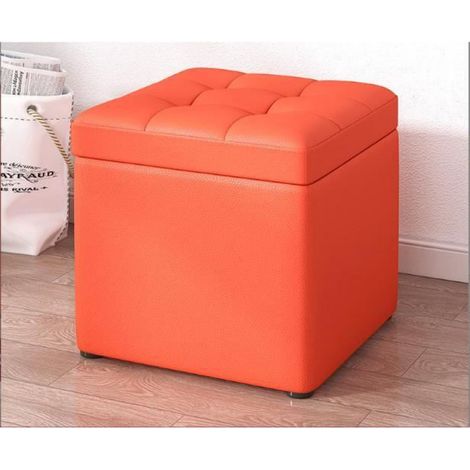 Tabouret De Rangement - Cuir - 30x30x35 Cm - Tapis Insonorisé - Design Contemporain - 1 Pièce (1/4)