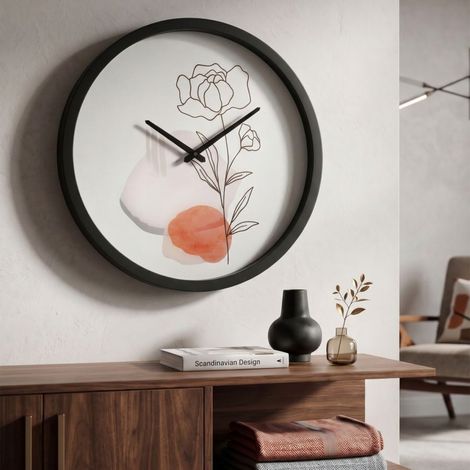 Reloj de pared 40 cm Rose Calliope Blanco y Negro (1/5)