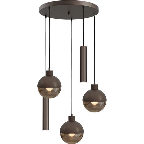 Lampe suspendue à 5 lumières Opera Ø 50 cm cacao - 2932-15-15-50-5RC202 (1/3)