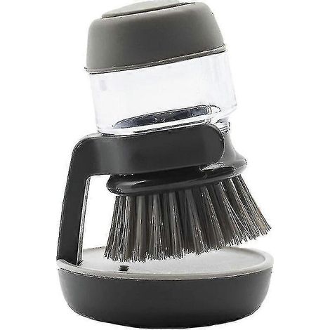 Brosse à vaisselle avec distributeur de savon, brosse de cuisine avec support, brosse avec réservoir de liquide vaisselle, brosse de nettoyage pour plaques de cuisson et évier. (1/5)