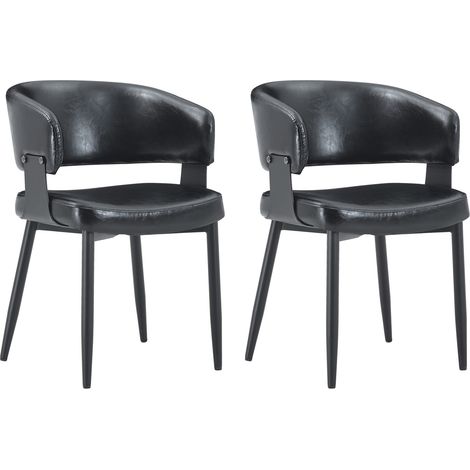 CHICFURN Sillas de comedor 2 piezas 77,3 cm en PU negro, estilo Mid-Century moderno (1/5)