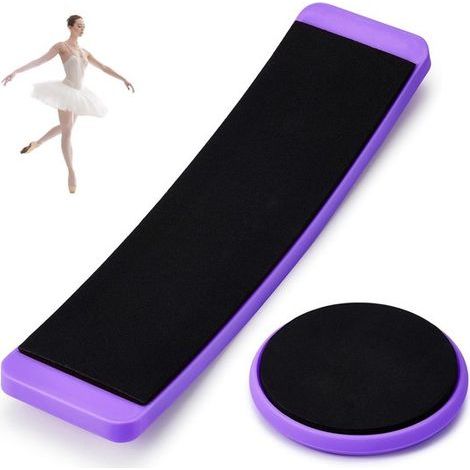 Spinning Board Set - 2-Piece - Portable - Improves Balance - Spinning Training Equipment - Suitable for Figure Skating, Ballet, Ice Skating, Gymnastics, and Cheerleading - Purple (1/5)