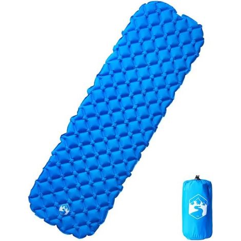 Matelas de camping gonflable, une place, bleu, 190 x 58 x 6 cm