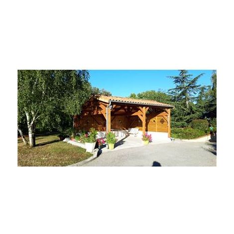 Cpbf – Abri voiture en bois douglas 500x550cm – Carport deux pentes avec hauteur de passage 250cm – Fabrication française PEFC