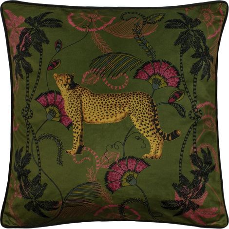 Housse de Coussin Tropica (Taille Unique) (Vert Kaki/Doré/Noir) (1/5)