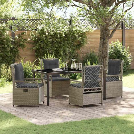 Conjunto de Comedor de Jardín 5 pcs Gris Claro ratán sintético vidaXL (1/5)