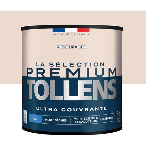 Tollens - Peinture intérieure couleurs - La Sélection Premium Mat - Ultra Couvrante - Rose Dragée 0,5 L - 6m²