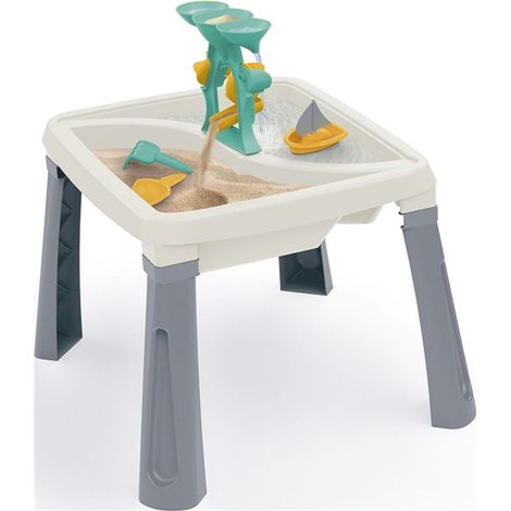 Mesa creativa DOLU 3 en 1 de arena y agua, gris y blanca.