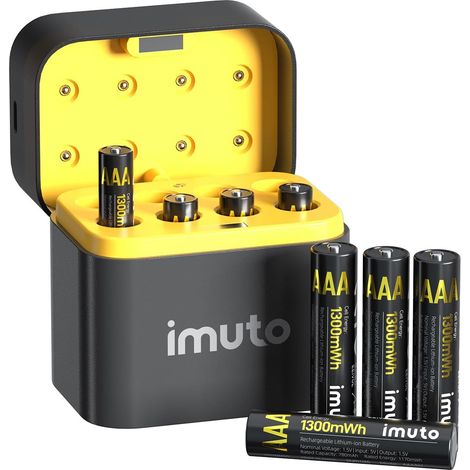 Rechargeables Piles AAA 1,5V Lithium(Lot de 8 Piles and Chargeur de Batterie) 1300mWh,1600 Cycles (1/5)