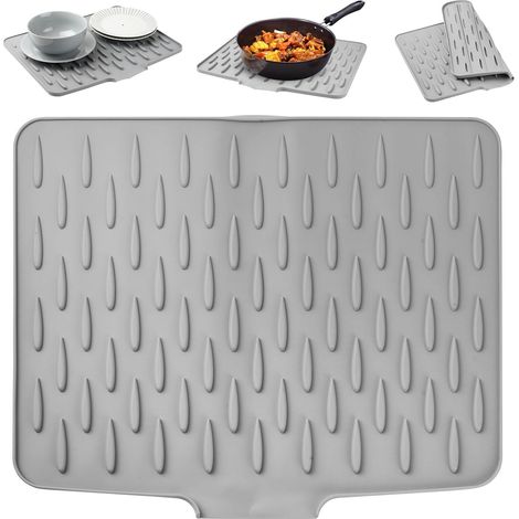 Tapis de Séchage Vaisselle en Silicone, 40 x 32,5 cmTapis Egouttoir VaissellesTapis égouttoir Antidérapant, Travail Drainage Cuisine, Organisateur d'évier poêles Silicone -'Parent'-'-