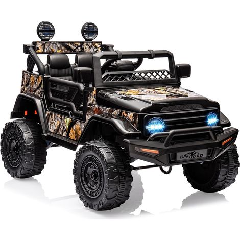 12V Coche Electrico Para Niños Con 2.4G Control Remoto, 3 Velocidad, Arranque Suave, LED, MP3/USB/TF, Conexión Inalámbrica, Suspensión De Muelles, 3+ Años(Negro) (1/5)