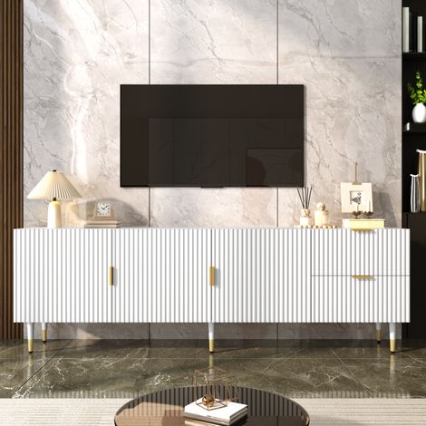 CHICFURN Mueble TV 170 x 35,5 x 55 cm blanco de MDF y aglomerado, con almacenaje (1/5)