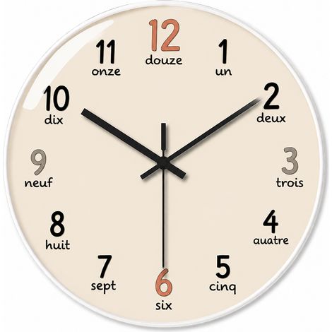 Horloge murale quartz silencieuse ronde 40 cm cadre blanc aiguilles noires 16 40cm réf 6511 44 × 44 × 6,5 cm 1,46 kg – Livraison gratuite