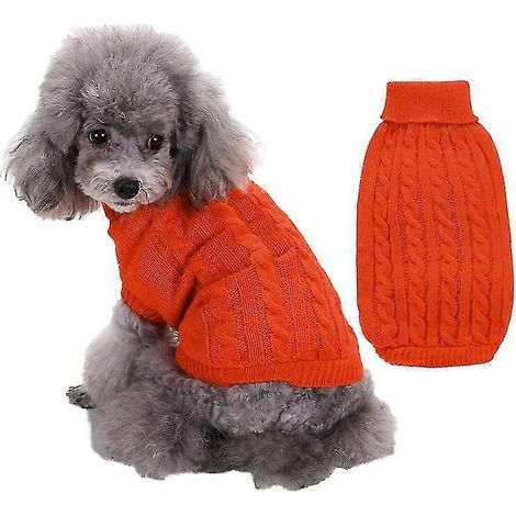 Vêtements d'hiver tricotés pour chiens et chats, vêtements pour animaux de compagnie pour chats, petits et moyens chiens, chihuahuas, Hiromi, chiots, pull pour chien, pull orange (1/5)