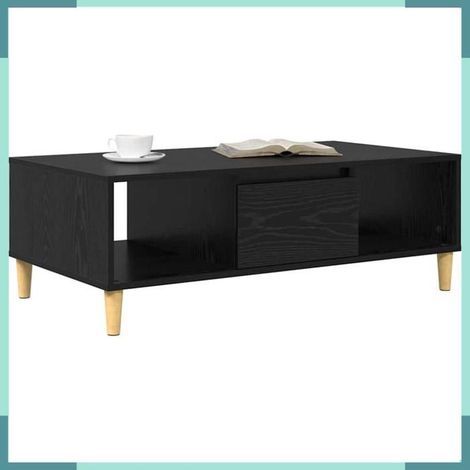 Table basse - 875121 - Chêne noir - 102 x 55 x 35 cm - 2 étagères, 3 compartiments (1/5)