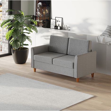 Sofá de 2 plazas de lino, 141 x 70 x 78 cm, gris claro DESVIAE (1/5)