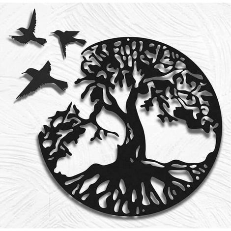 Décoration murale en métal, arbre de vie, décoration murale en métal, décoration de silhouette, cadeau d\'intérieur ou d\'extérieur (1/4)