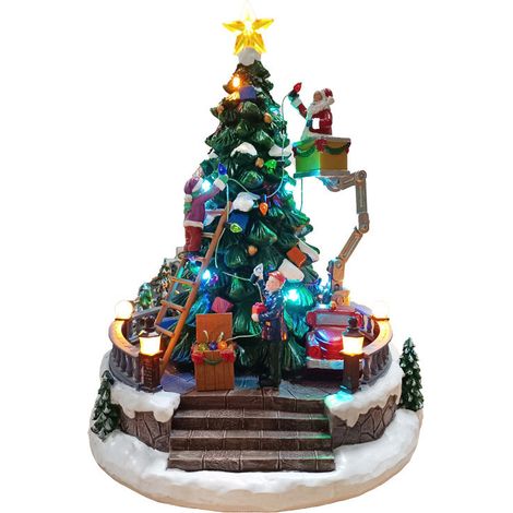 Villaggio Natalizio Albero con Babbo Natale 27h cm con Movimento Luci e Suoni (1/2)