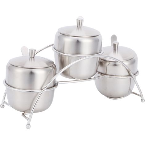 Gewürzbehälter aus Edelstahl 304, Salz- und Zuckerdose, Gewürzaufbewahrung, Gewürzregal-Set (1/5)