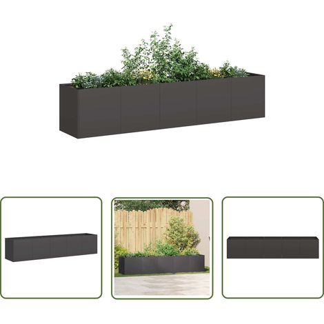vidaXL Jardinière noir 200x40x40 cm acier laminé à froid (1/5)
