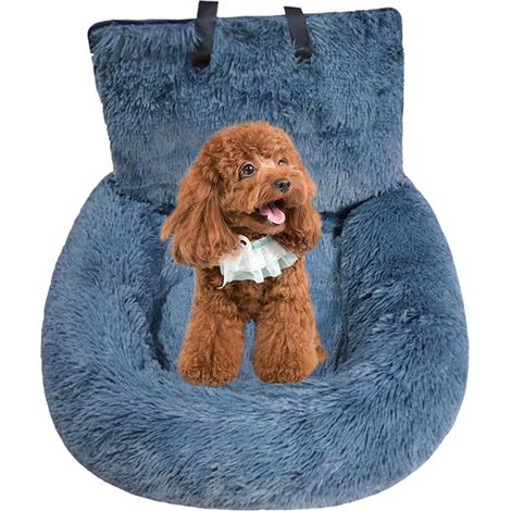 Siège auto portable pour animal domestique, grande console, siège auto pour chien, doux et amovible, en peluche, lavable, avec laisse et sangle, convient pour voitures, camions, SUV, pick-up (1/5)