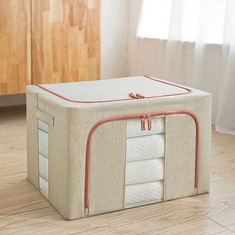 2 Boîte de rangement, structure métallique, fenêtre transparente, fermeture zippée, pour vêtements et jouets (1/5)