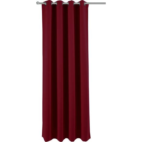 Rideau occultant à œillets, bordeaux, opaque, drapé, L/H 140 x 245 cm, couleur unie (1/2)