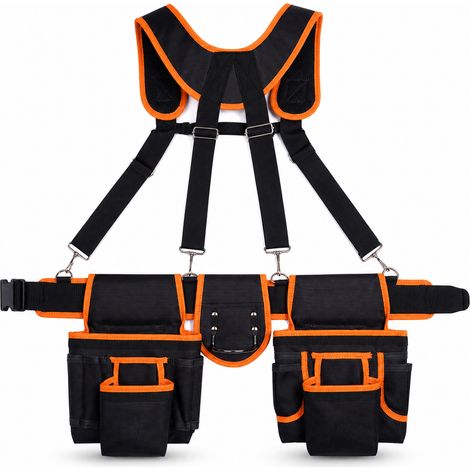 Ceinture porte outils électricien multifonction Oxford noir orange (1/5)