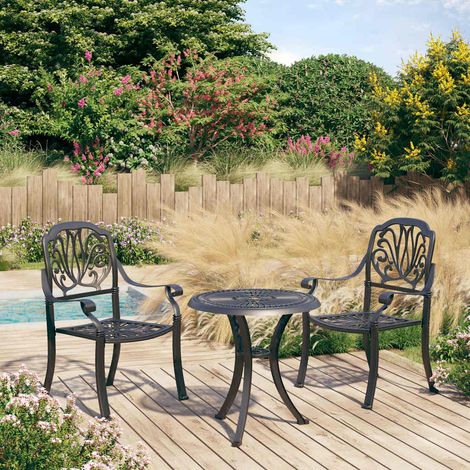 vidaXL Ensemble de bistro 3 pcs Aluminium coulé Noir (1/5)