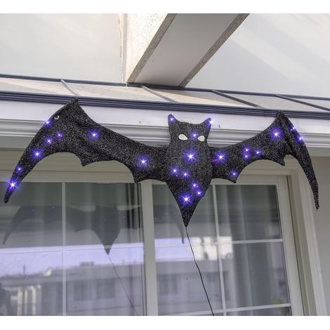 Halloween-Dekorationen, hängende Fledermäuse mit 30 blinkenden violetten LED-Lichtern für den Innen- und Außenbereich