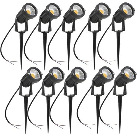 Lot de 10 lampes LED d'extérieur étanches pour pelouse, lumière chaude 5 W, encastrées, IP54 (1/4)