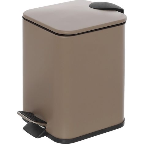 Pattumiera da Bagno a Pedale Quadrata Piccola in Acciaio Cestino Rifiuti 3 Lt - Colore: Tortora