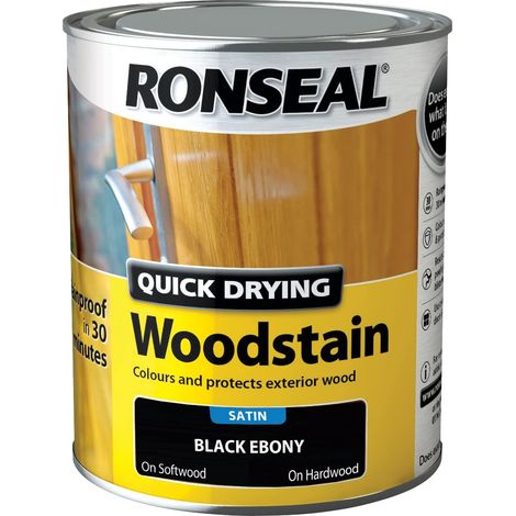 Ronseal Woodstain Quick Dry Satin Ebony 750ml (1/3)