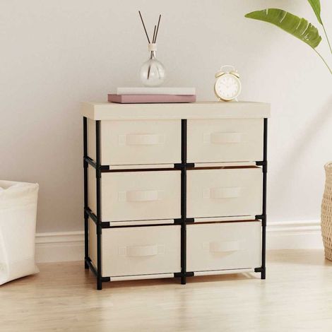 Armoire de rangement avec 6 tiroirs-Meuble de stockage 55x29x55 cm Crème Acier 448114 (1/5)