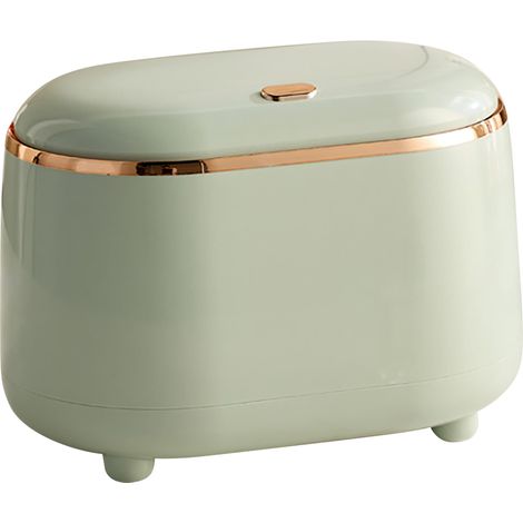 Poubelle de bureau, mini-poubelle à grande ouverture en ABS, avec couvercle, vert clair (1/5)