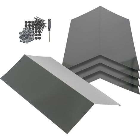Lot de 5 faîtages métalliques – 30 x 60 cm – Anthracite – Acier galvanisé – Résistants aux intempéries – Pour toiture de jardin, abri, garage (1/5)