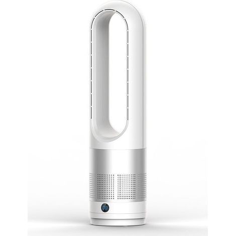 Ventilateur tour silencieux sans pales, avec télécommande, 8 vitesses, oscillation à 80°, minuterie, affichage LED, convient pour chambre et bureau, blanc (1/5)