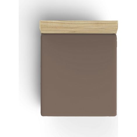 Ranforce King Fitted Sheet (ES) 160 x 200+30 cm 100% Algodón Marrón 117 gr/m² (1/4)