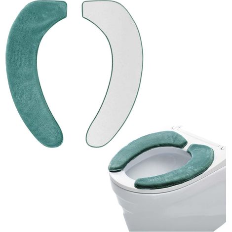 WC-Sitzbezug – 2-teilig – Flanell und Schaumstoff – Waschbar, elektrostatisch haftend – Für Familien, Reisen und Senioren – Grün (1/5)