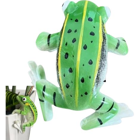 Cintre pour pots de fleurs, sculpture grenouille en résine, design animalier original (1/5)