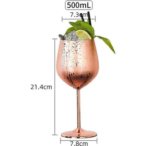 Verre À Vin En Acier Inoxydable - Isolé Thermique - Pour Intérieur Et Extérieur - 500 Ml - 1 Pièce