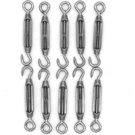 Lot De 10 Crochets Et Œillets M4, Tendeur C À O, En Acier Inoxydable 304, Kit De Matériel Pour Câble Métallique Tension Très Résistant, Pour Pare-Soleil, Installation D'auvent De Tente (1/5)