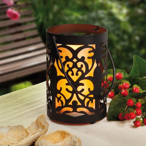 Lanterne Deco Ornement métal avec Bougie LED Jaune Porte-Bougie éolienne extérieur (1/5)