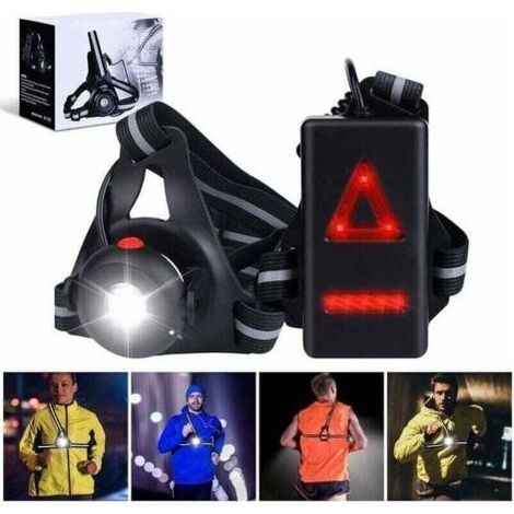 IPX6-wasserdichte Brustleuchte mit 3 Leuchtmodi und 45° verstellbarem Winkel. Ideal zum Laufen und Joggen in der Nacht und in den frühen Morgenstunden, beim Joggen, Campen, Gassigehen und Wandern. (1/4)