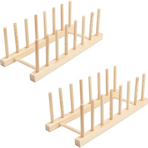 Lot de 2 supports de cuisine en bambou pour la cuisine, les plateaux, les assiettes, les CD, les livres, les verres à vin (1/5)