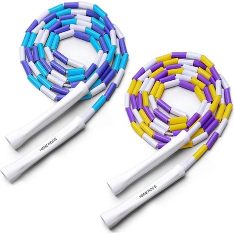 Skipping Rope Beads for Kids Beginners Knotless Skipping Rope Heavy Duty Handles, 7.5ft Adjustable Skipping Rope Ideal for Sports Classes and Sports Training (1/5)