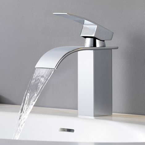 CECIPA MAX Wasserhahn Bad Armatur Wasserfall Mischbatterie Badarmatur Einhebelmischer Waschbecken Waschtischbatterie für Badezimmer Waschtisch, Chrom S