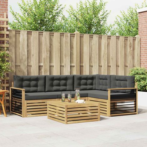 vidaXL Outdoor-Sofagarnitur 6 Stk. Weiß und Anthrazit Polyester (1/5)