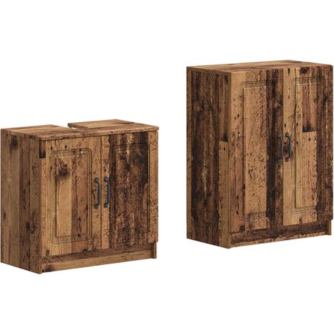 vidaXL Set di Armadi da Bagno da 2 Pezzi UTRECHT Legno antico (1/5)