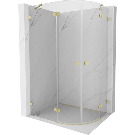Mexen Lunar Viertelkreis-Duschkabine, schwenkbar, links, 100 x 70 cm, transparent, gebürstetes Gold - 833-100L-070P-55-00 (1/5)